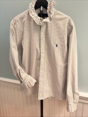 Reimagined Men’s Ralph Lauren Gray and white and White Gingham Button-Down Shirt